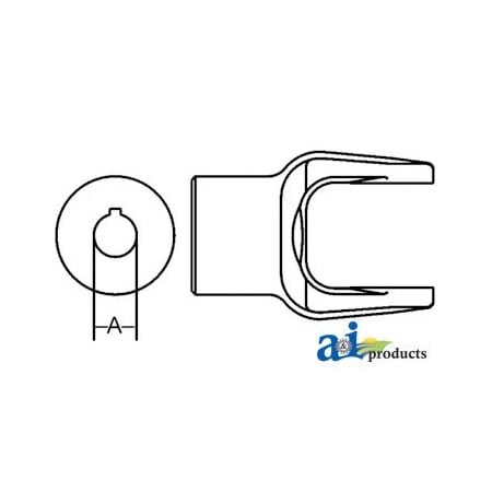 A & I Products Implement Yoke, Round Bore 35mm w/ 10mm Keyway 5" x5" x5" A-BP212066351-A